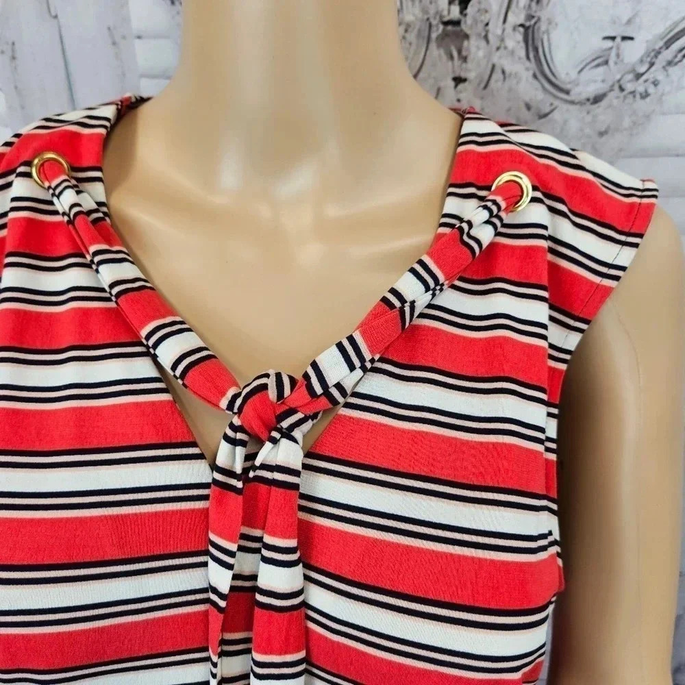 The Limited Size Large Orange and White Stripe Sleeveless Tank Shirt - Picture 4 of 9